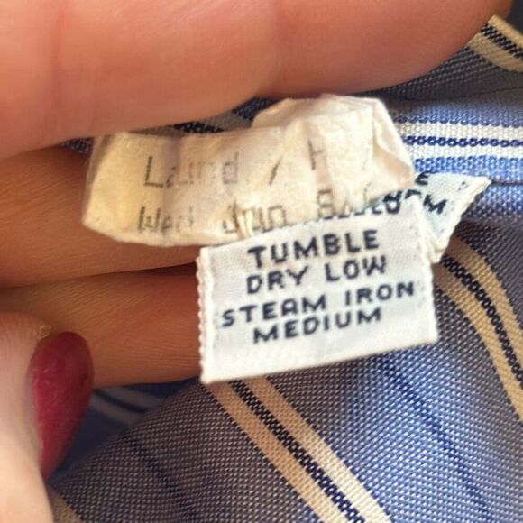 Ralph Lauren Dress Shirt Yarmouth Pinpoint Oxford Blue Striped Mens Sz 17 32/33 - Picture 7 of 7